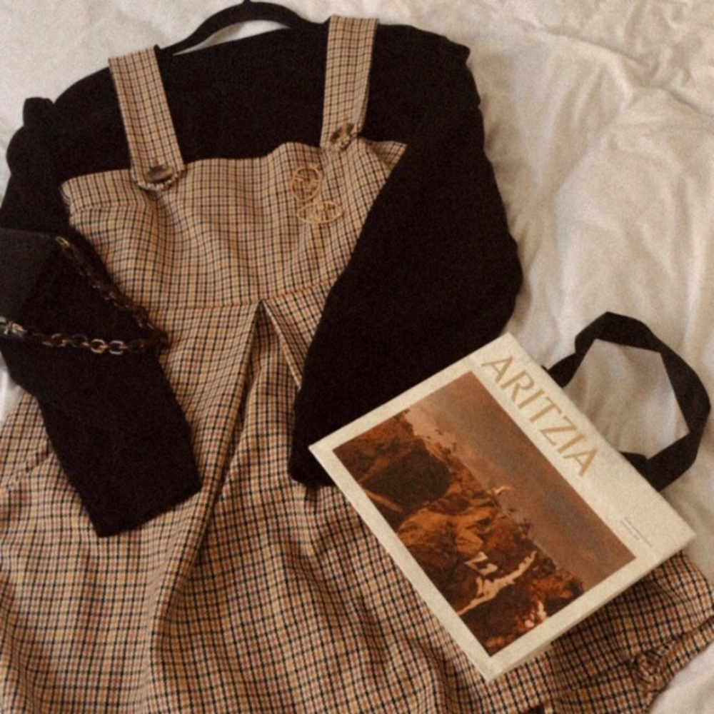 Zara tweed overall dress
